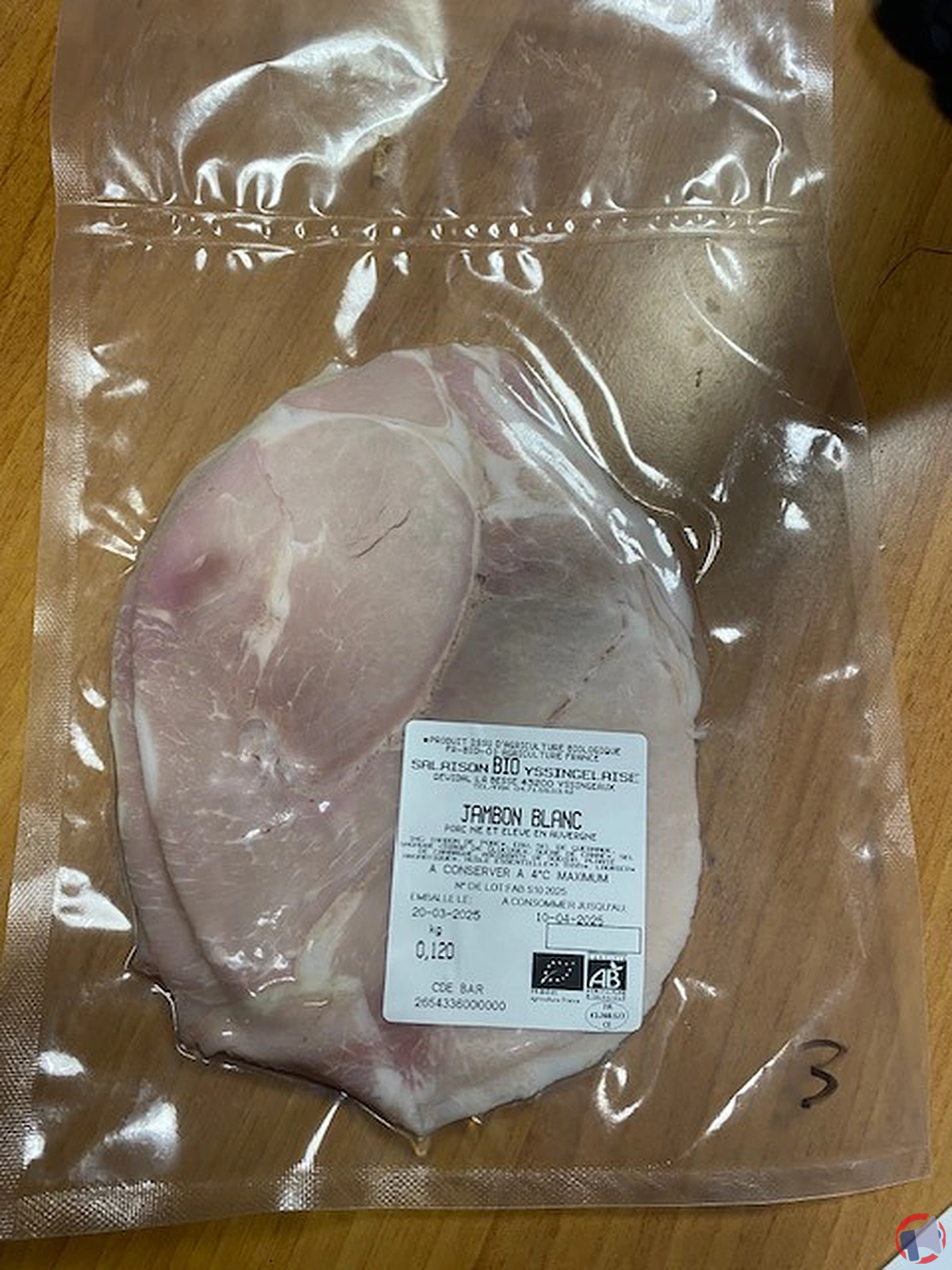 Rappel de jambon blanc tranché de la marque Salaison Charcuterie Bio Yssingelaise
