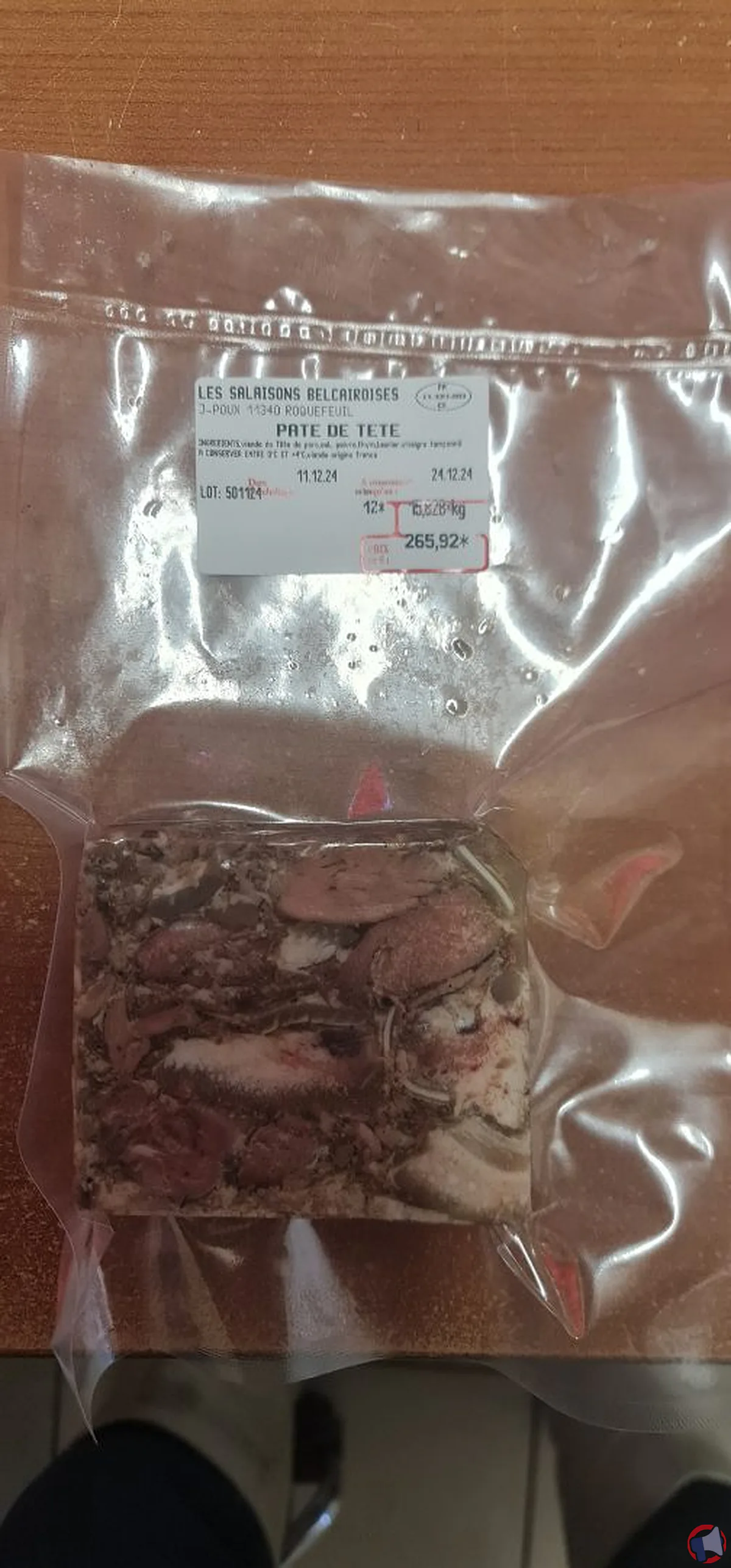 Rappel de produit : pâte de tête sous vide des salaisons belcairoises