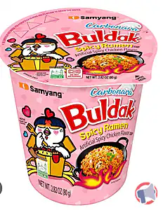 Rappel produit Buldak Spicy Ramen Carbo hot chicken Flavour Cup SAMYANG