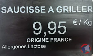 Rappel produit SAUCISSE A GRILLER SANS MARQUE - ELABORE DANS NOS ATELIERS