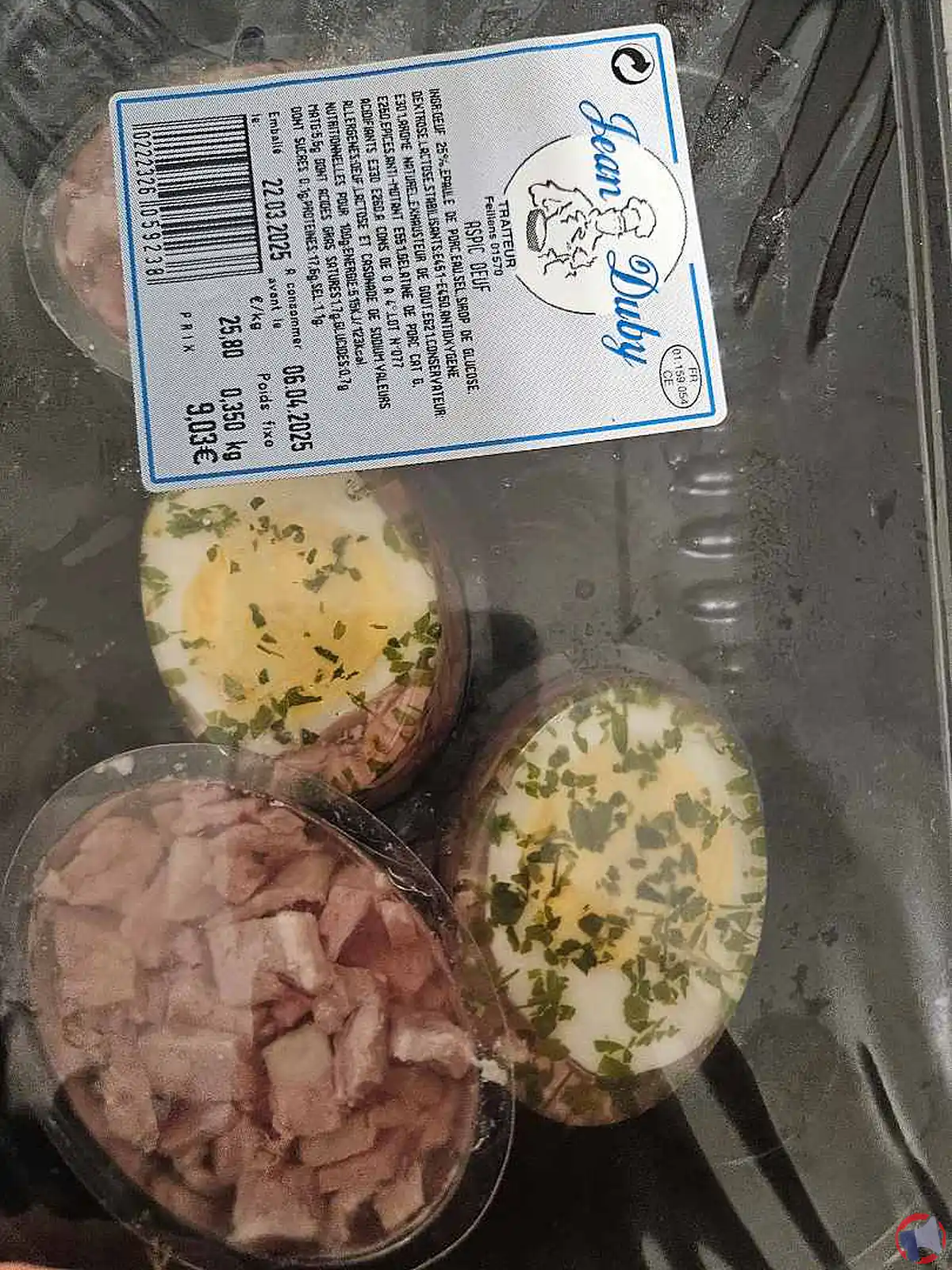 Rappel de produit : aspic aux œufs en gelée de la marque sarl Jean Duby