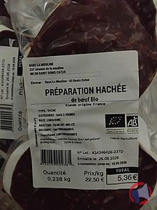 Rappel produit Préparation hachée de bœuf SAS DE LA FOURCHE A LA FOURCHETTE EN BOURIANE
