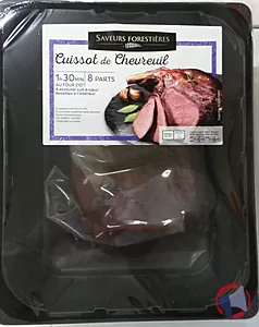 Rappel produit Cuissot de chevreuil avec crosse mariné SAVEURS FORESTIERES