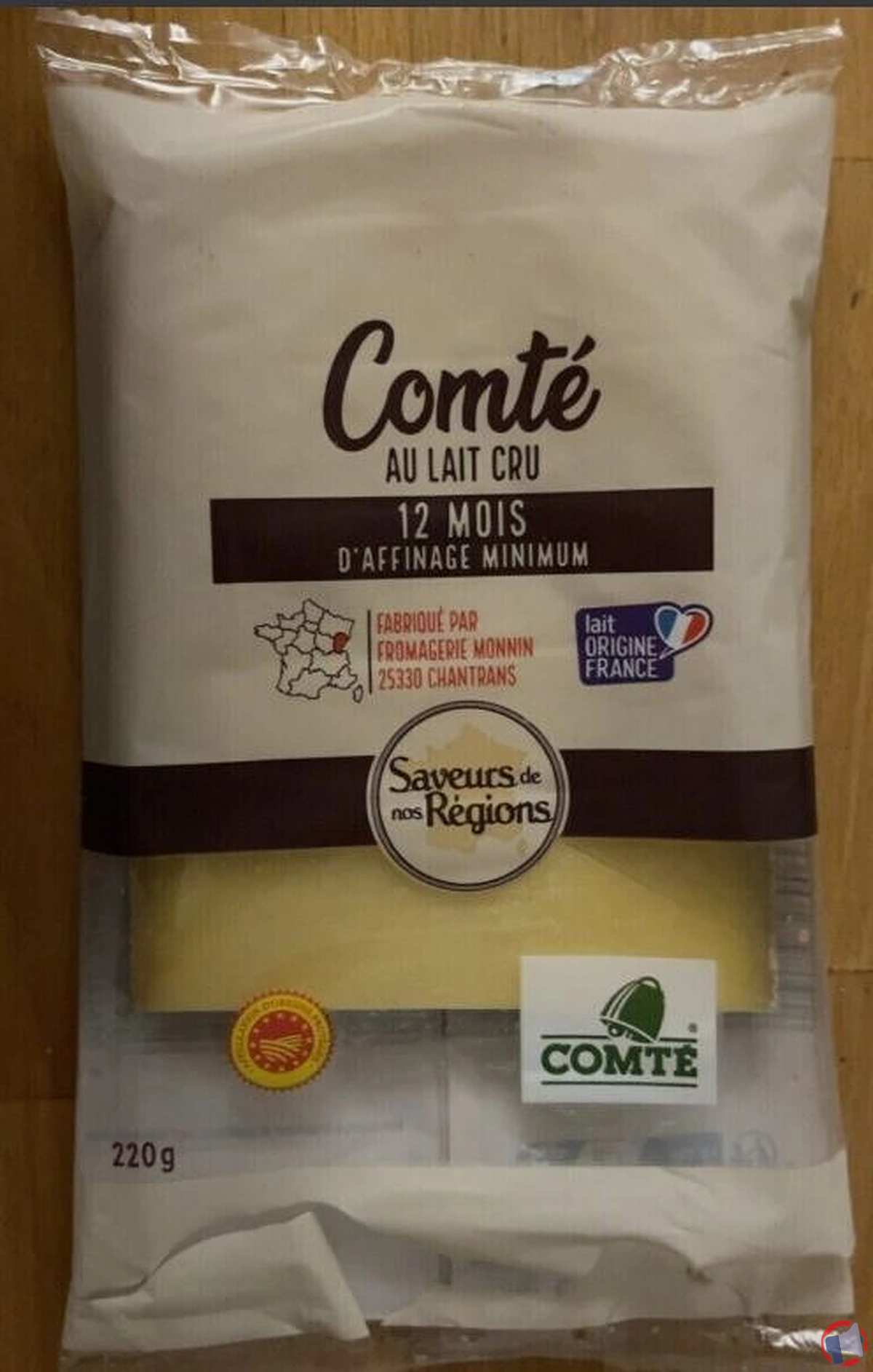 Rappel produit : Comté 12 mois AOP 220g de Saveurs de Nos Régions