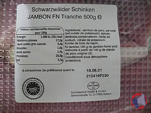 Rappel produit Jambon Forêt Noire Tranché 500g Schinkenhof