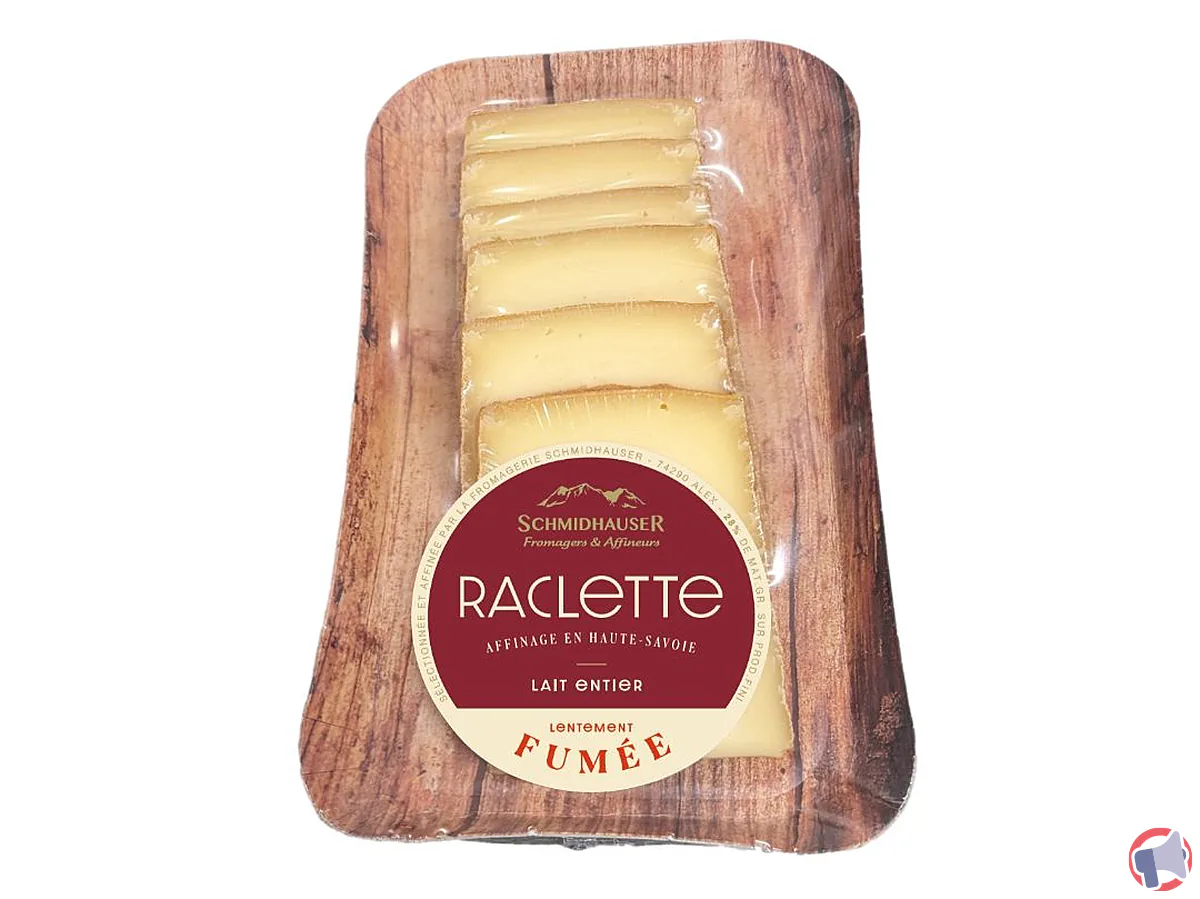Rappel : barquette raclette fumée 200g de schmidhauser