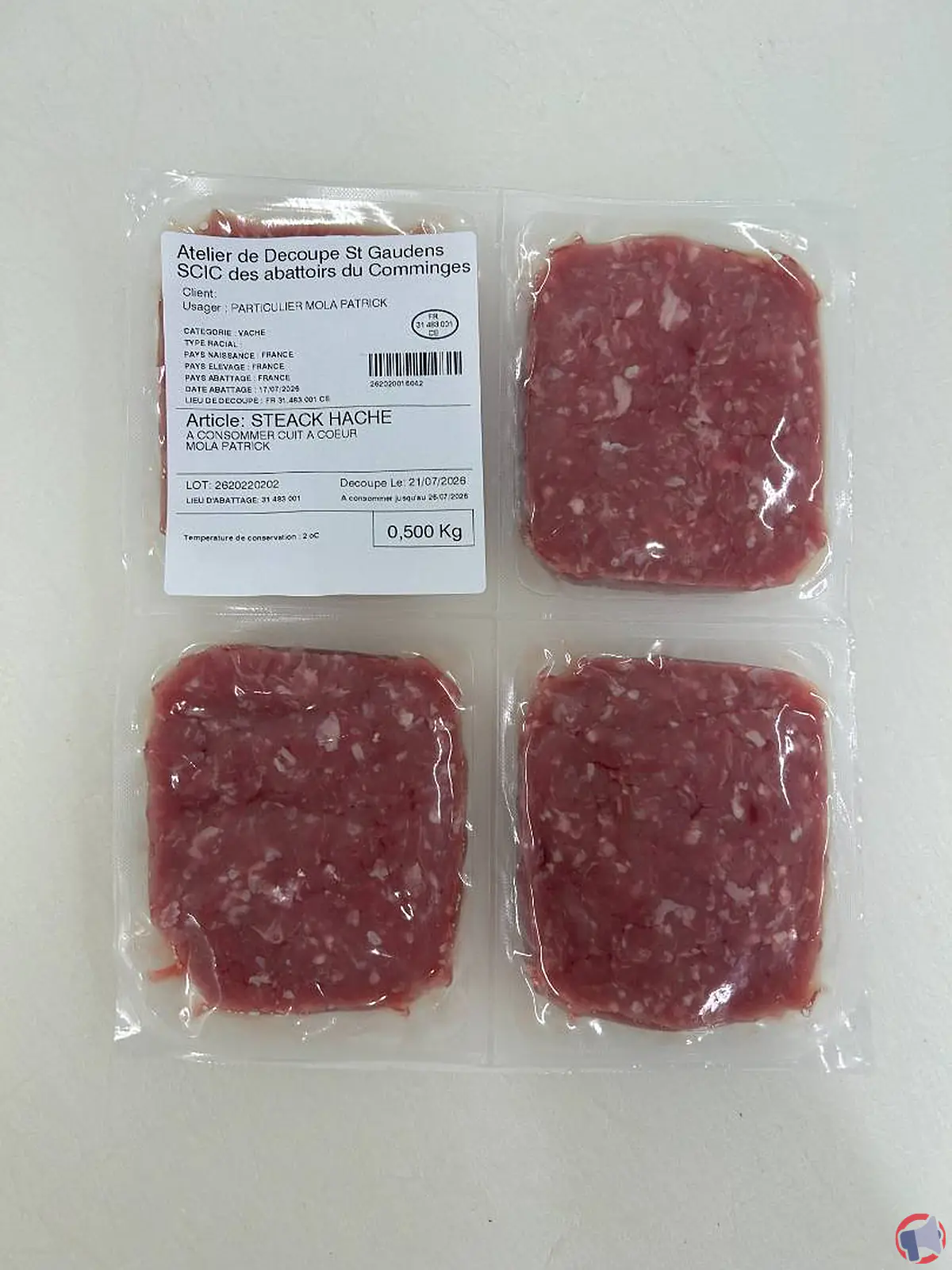 Rappel scic abattoirs comminges steak haché : ne le consommez pas