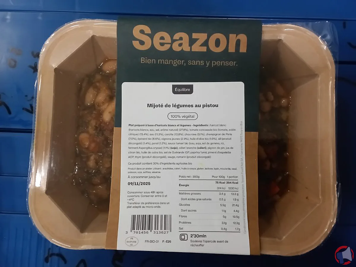 Seazon : mijoté légumes pistou - rappel de produit