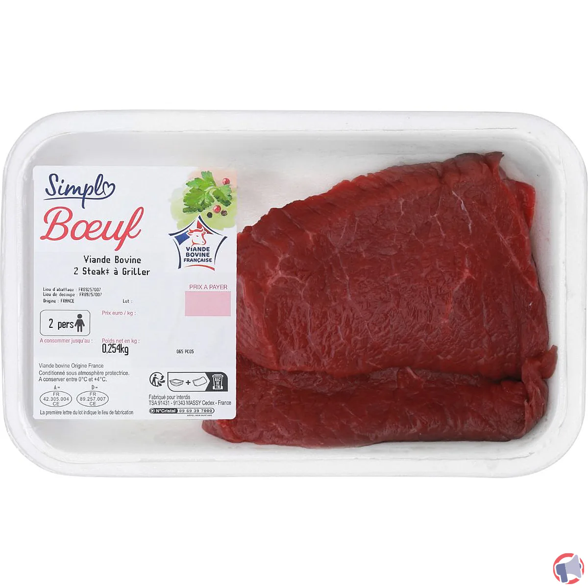 Rappel de steaks de boeuf SIMPL : barquettes endommagées et risque sanitaire