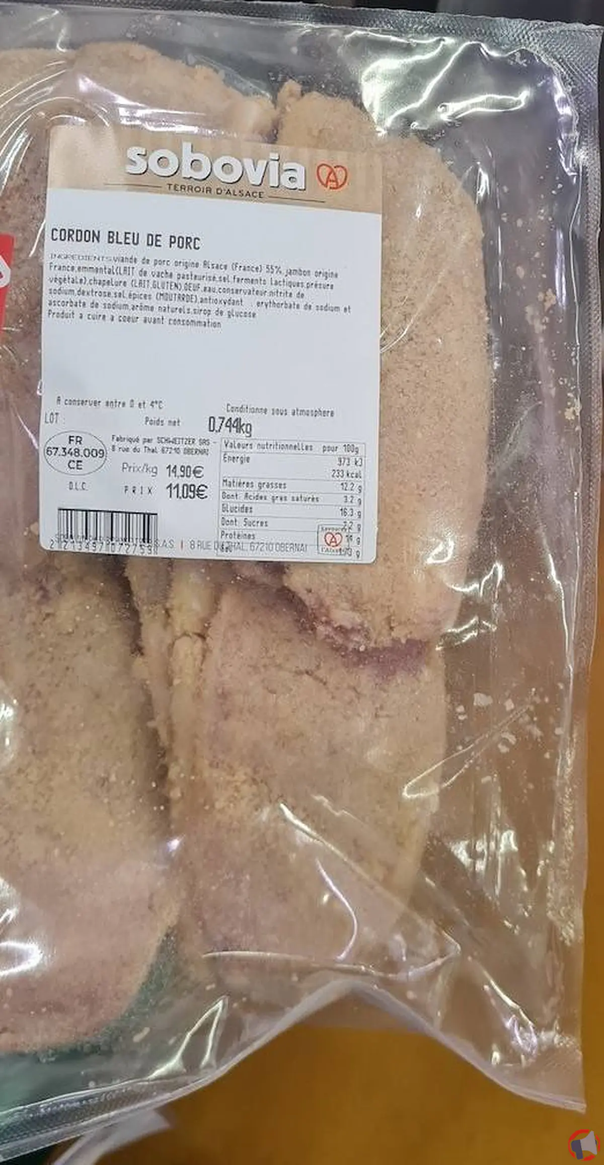Alerte sanitaire : rappel des cordons bleus de porc de la marque Sobovia pour risque de salmonelles