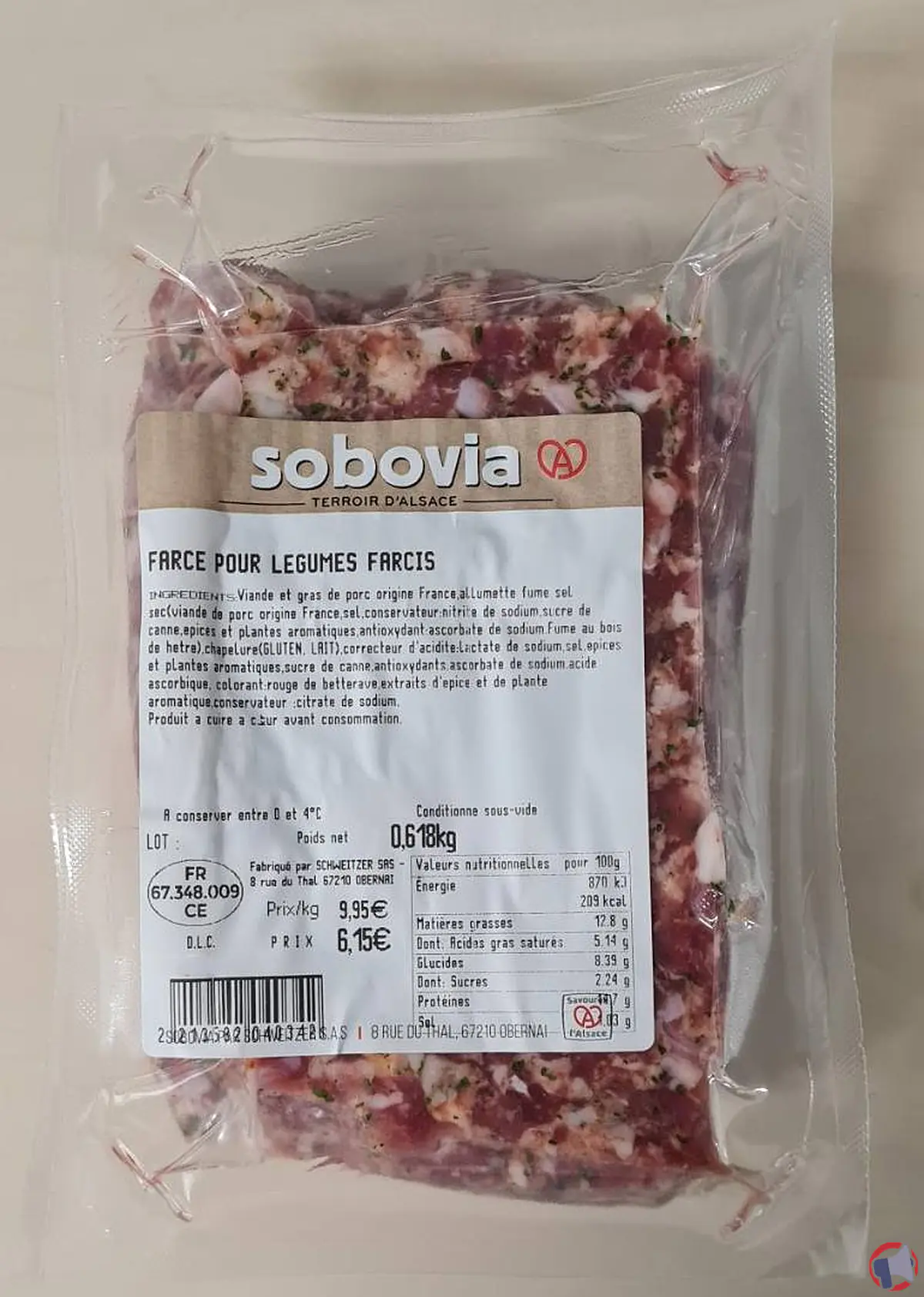 Rappel produit : Farce pour légumes farcis de la marque SOBOVIA