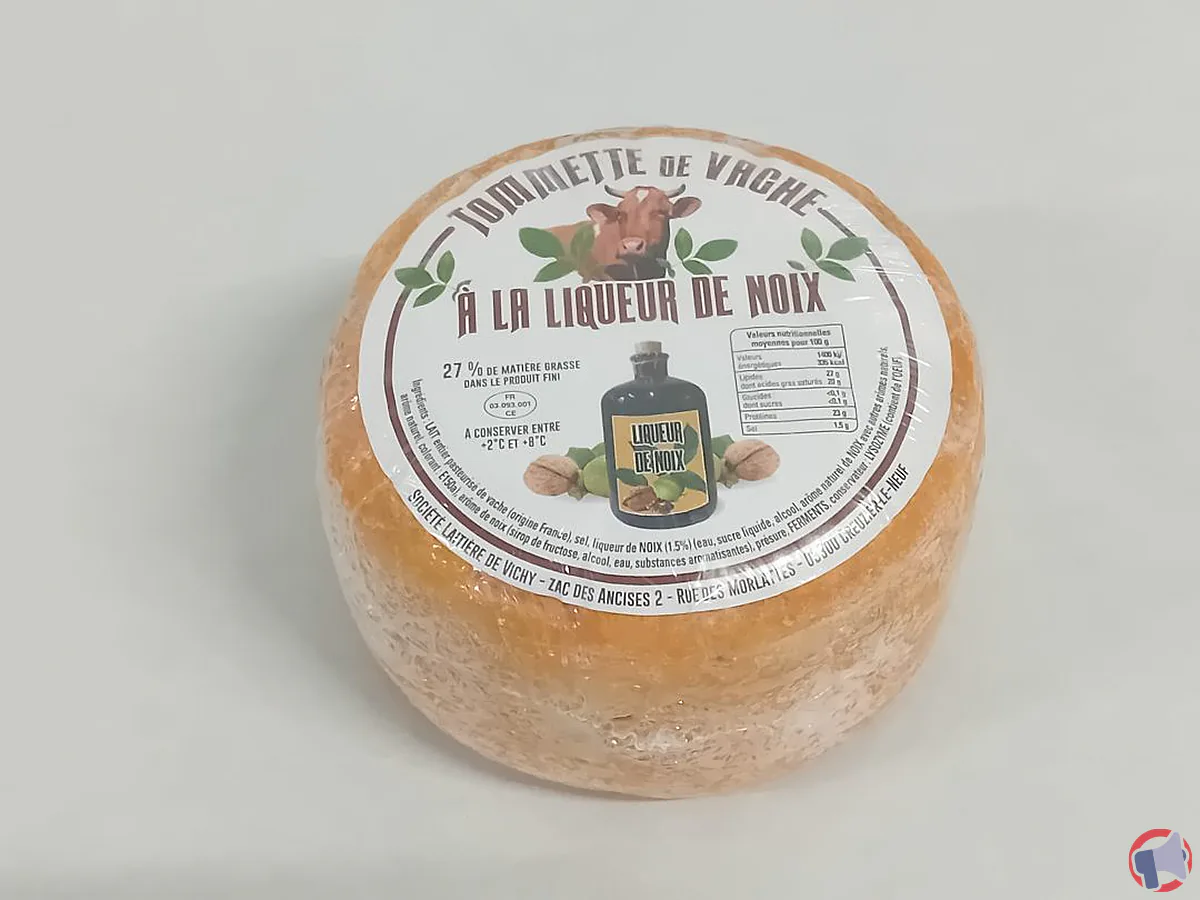 Rappel de produit : Tommette au lait pasteurisé de vache à la liqueur de noix de la Société Laitière de Vichy
