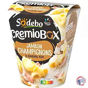 Rappel produit Cremiobox Jambon Champignons 280G Sodebo