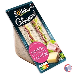 Rappel produit SANDWICH LE GOURMAND JAMBON SUPERIEUR COMTE AOP 180G SODEBO