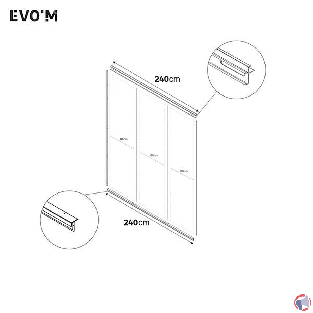 Rappel produit : Rail de porte coulissante d'armoire de rangement de la marque Spaceo
