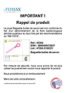 Rappel produit Baguette bulles de savon Sun & Fun (photo numéro 1)