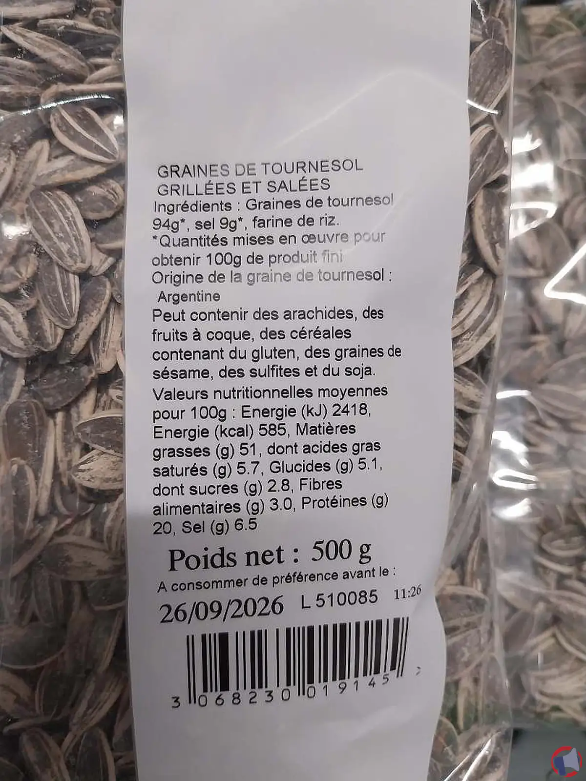 Rappel des graines de tournesol grillées sunchefs : alerte pour les consommateurs