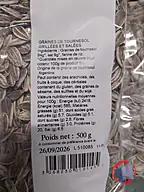 Rappel produit SUNCHEFS Graines de tournesol grillées salées