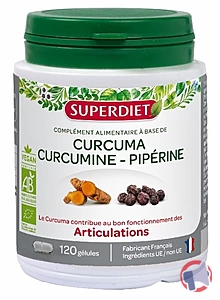 Rappel produit CURCUMA CURCUMINE PIPERINE BIO 120 gélules SUPERDIET