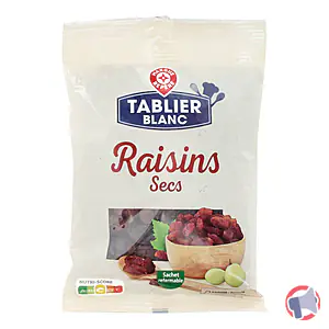 Rappel produit RAISINS SECS - 250G TABLIER BLANC