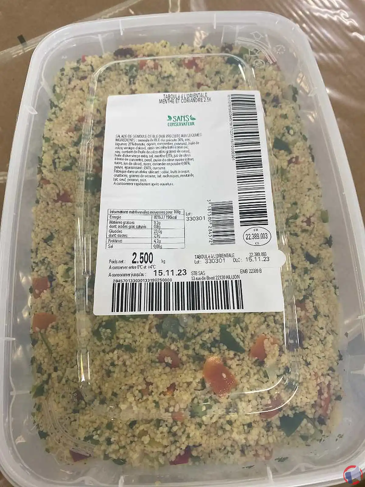 Rappel de produit : Taboulé à l'orientale pour contamination chimique