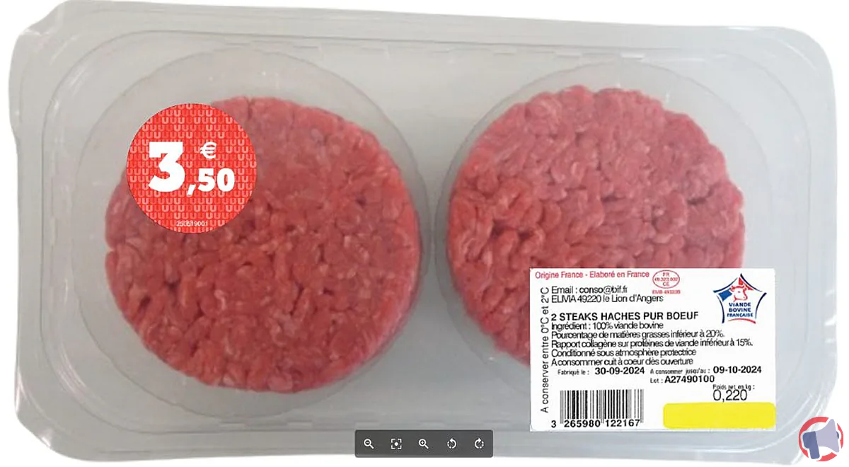 Rappel produit : tendreplus al qassab sans mar steak haché 15mg préparation