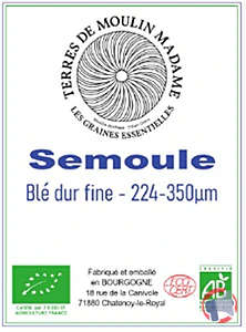 Rappel produit Semoule de blé dur Terres de Moulin Madame