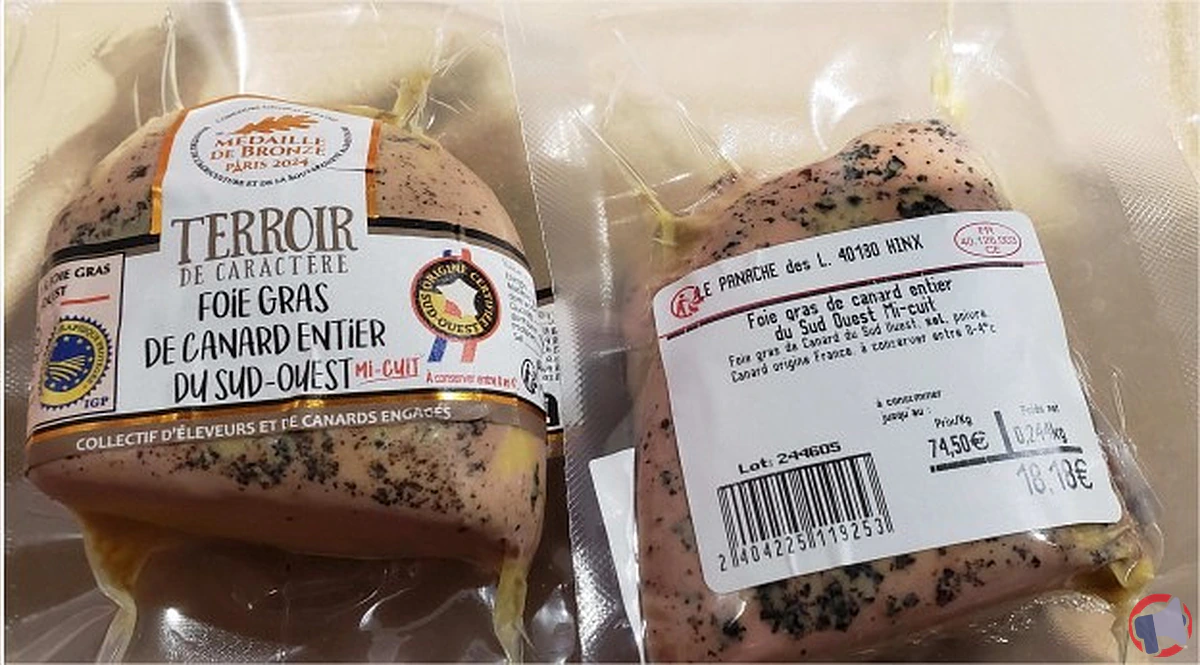 Rappel produit : foie gras entier de canard 250g de Terroir de caractère