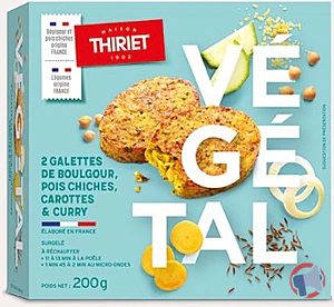 Rappel produit 2 GALETTES DE BOULGOUR, POIS CHICHES, CAROTTES ET CURRY THIRIET