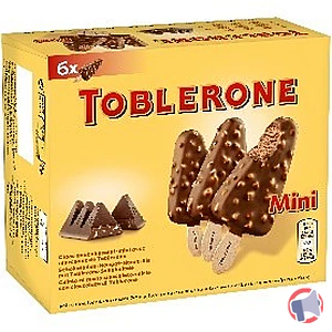 Rappel produit 6 mini bâtonnets chocolat au lait, Miel avec des morceaux de Toblerone 6x50ml 6x36g TOBLERONE MONDELEZ