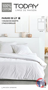 Rappel produit PARURE DE LIT - 1 Housse de couette et 2 taies d'oreiller TODAY