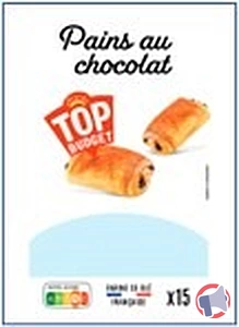 Rappel produit Pains au chocolat TOP BUDGET x15 TOP BUDGET
