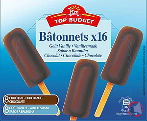 Rappel produit TOP BUDGET BATONNET X16 VANILLE-CHOCOLAT TOP BUDGET
