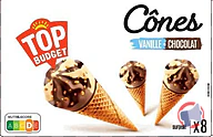Rappel produit TOP BUDGET CONE 8x120mL VANILLE CHOCOLAT TOP BUDGET (photo numéro 1)