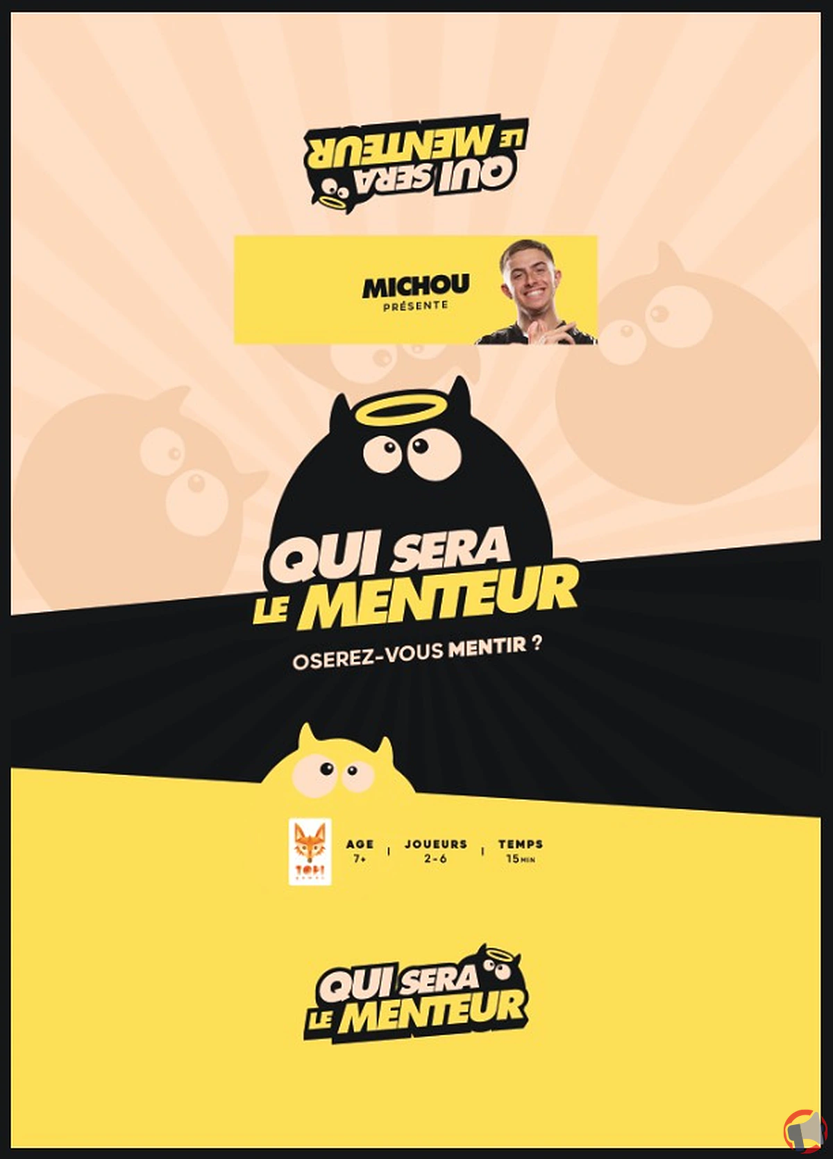 Rappel du jeu 'Michou - Qui sera le menteur' de Topi Games : attention au contenu inapproprié