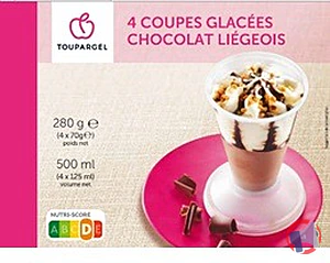 Rappel produit 4 coupes glacées chocolat liégeois Toupargel