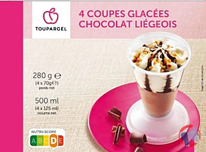 Rappel produit 4 coupes glacées chocolat liégeois Toupargel