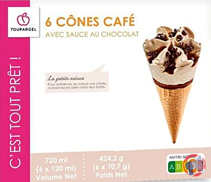 Rappel produit 6 Cônes café Toupargel