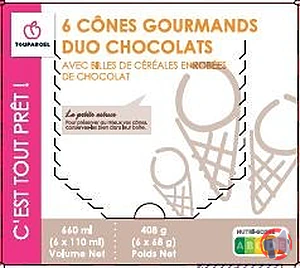 Rappel produit 6 Cônes gourmands Duo Chocolats Toupargel