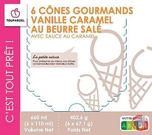 Rappel produit 6 Cônes gourmands Vanille Caramel au beurre salé Toupargel