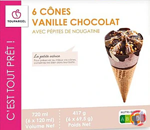 Rappel produit 6 Cônes vanille chocolat Toupargel