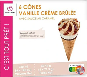 Rappel produit 6 Cônes vanille crème brulée Toupargel