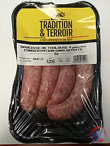 Rappel produit SAUCISSE DE TOULOUSE 4pièces TRADITION & TERROIR