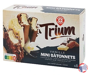 Rappel produit ASSORTIMENT MINI BATONNETS VANILLE ENROBAGE CHOCOLAT X8 TRIUM