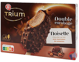 Rappel produit BATONNETS DOUBLE ENROBAGE NOISETTE X4 308G TRIUM