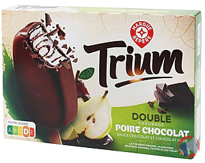 Rappel produit BATONNETS DOUBLE ENROBAGE POIRE CHOCO X4 302G TRIUM