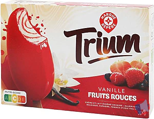 Rappel produit BATONNETS VANILLE FRUITS ROUGES X4 TRIUM