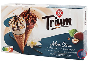 Rappel produit MINI CÔNES VANILLE CHOCOLAT X8 344G TRIUM