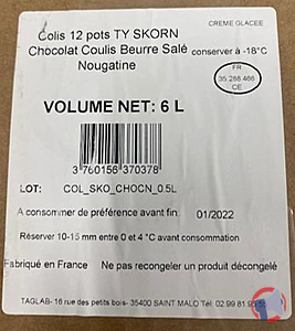 Rappel produit CREMES GLACEES TY SKORN - MOUSTACHE - COUP DE PATE - SANCHEZ - TAGLAB