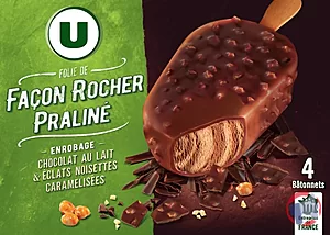 Rappel produit 4 Bâtonnets Folie de façon Rocher Praliné 360mL 262g U